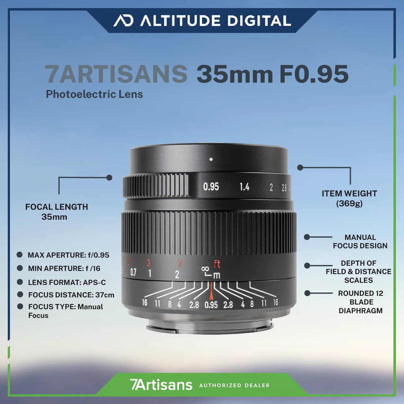 7Artisans 35mm F0.95 APS-C Mirrorless Lens - Image 3