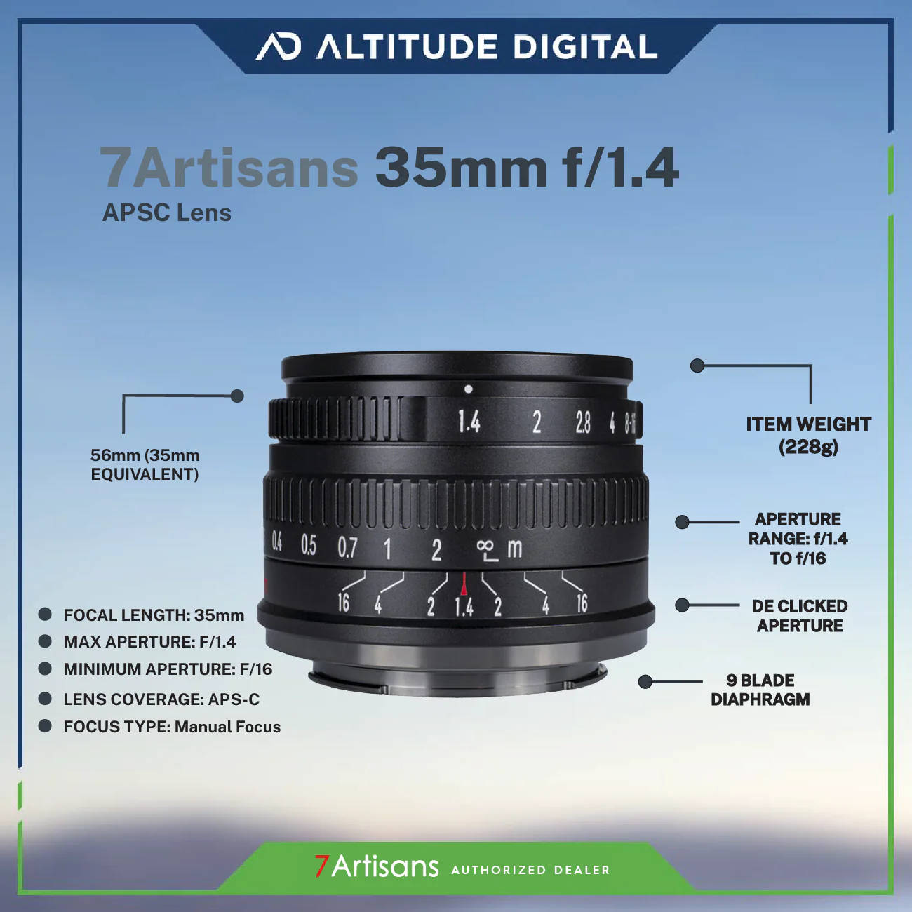 7Artisans 35mm F1.4 Photoelectric Manual Fixed Lens APSC - Image 3
