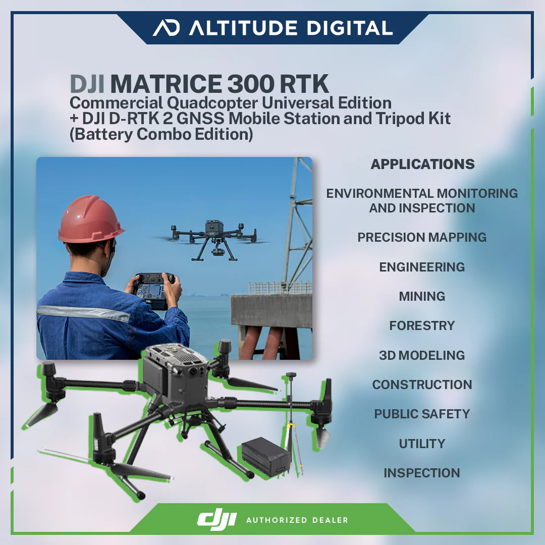 DJI Matrice 300 Commercial Quadcopter RTK Universal Edition (Battery Combo Edition) + DJI D-RTK 2 GNSS Mobile Station and Tripod Kit Drone - Image 8