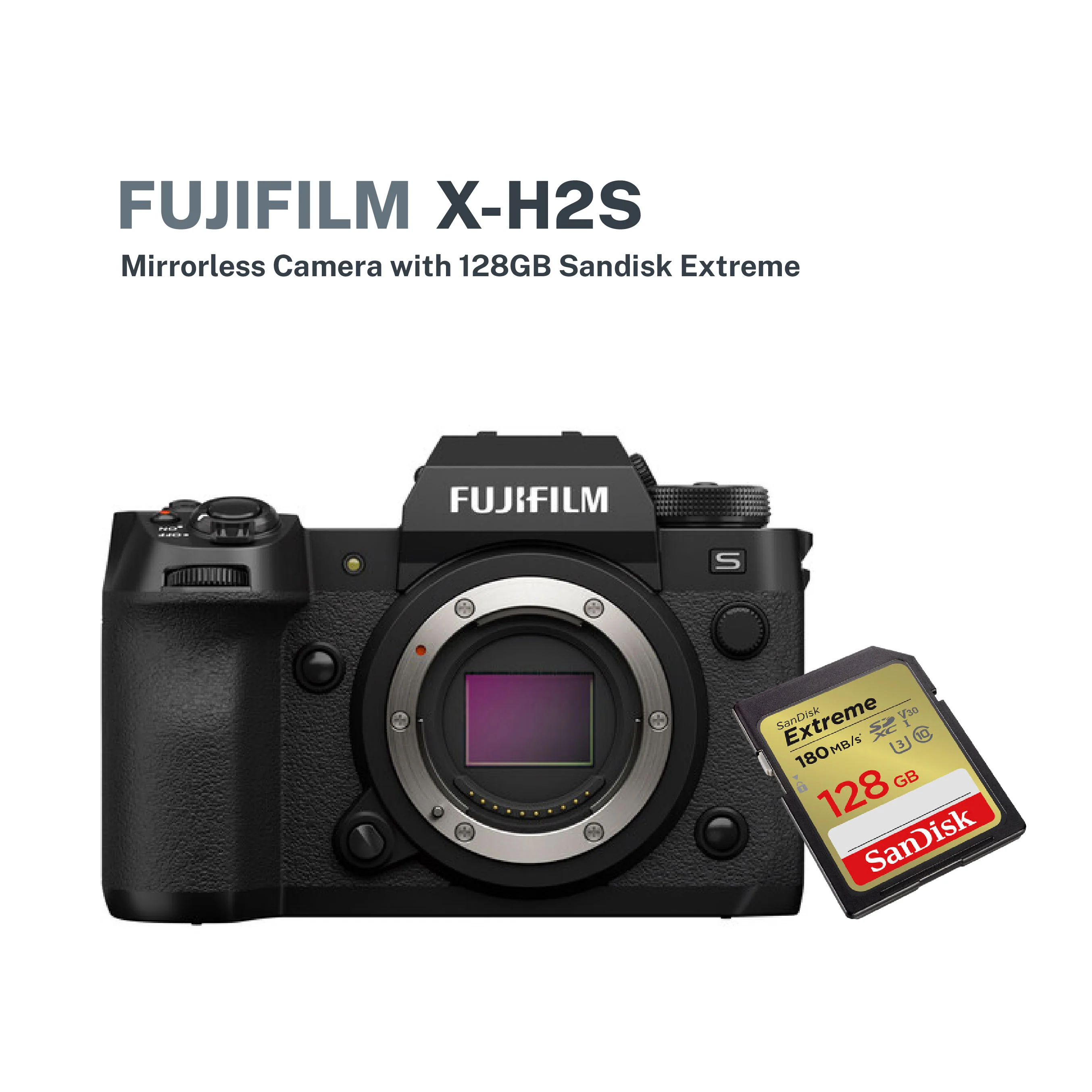 FUJIFILM X-H2S Mirrorless Camera with Sandisk Extreme SD 128GB