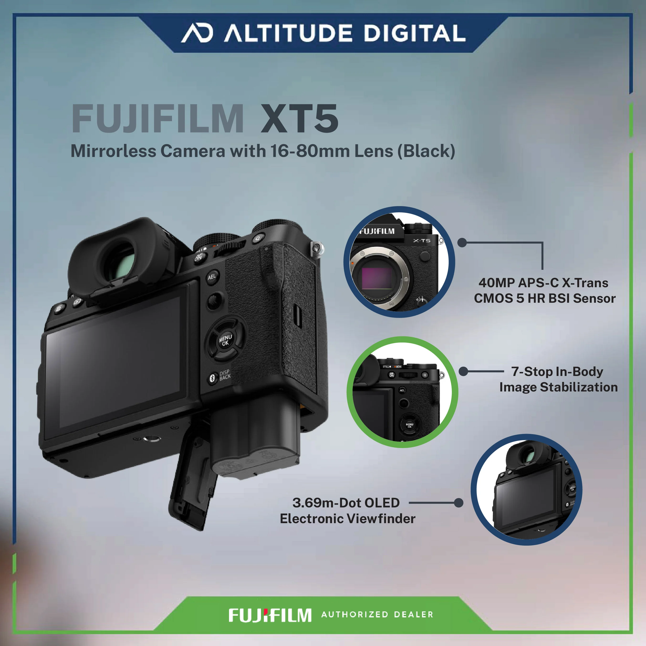 FUJIFILM X-T5 Mirrorless Camera with 16-80mm Lens (Black) - Image 6