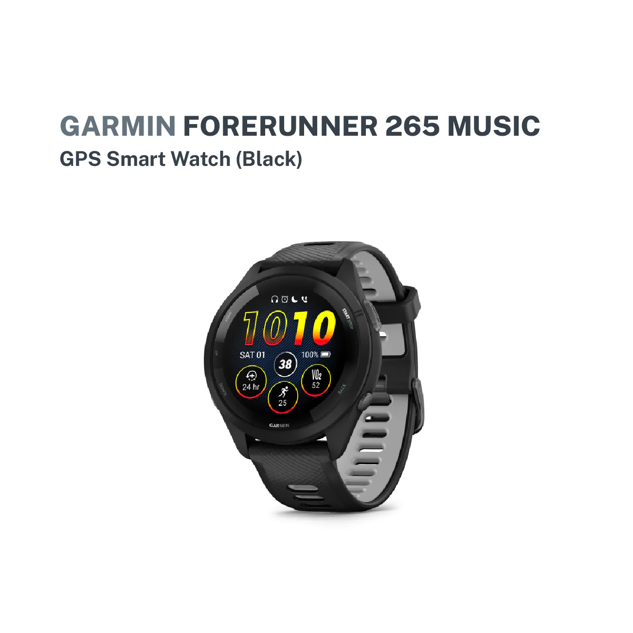 Garmin Forerunner 265 Music GPS Smart Watch- Black