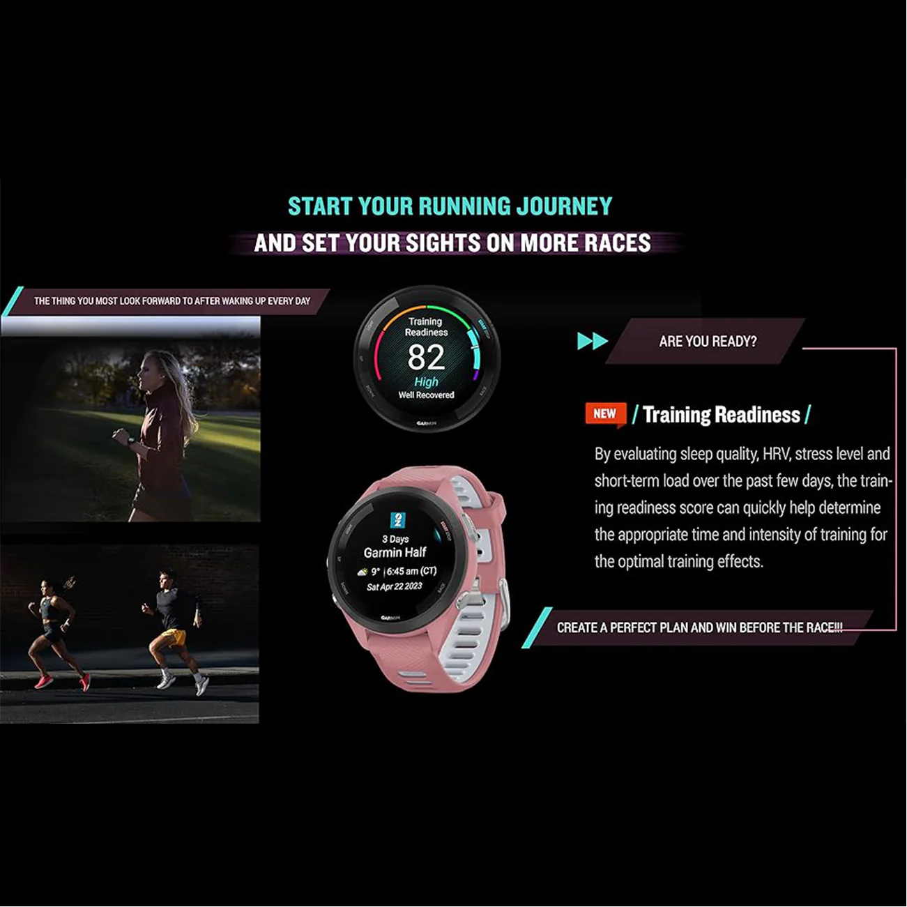 Garmin Forerunner 265 Music GPS Smart Watch- Black - Image 5
