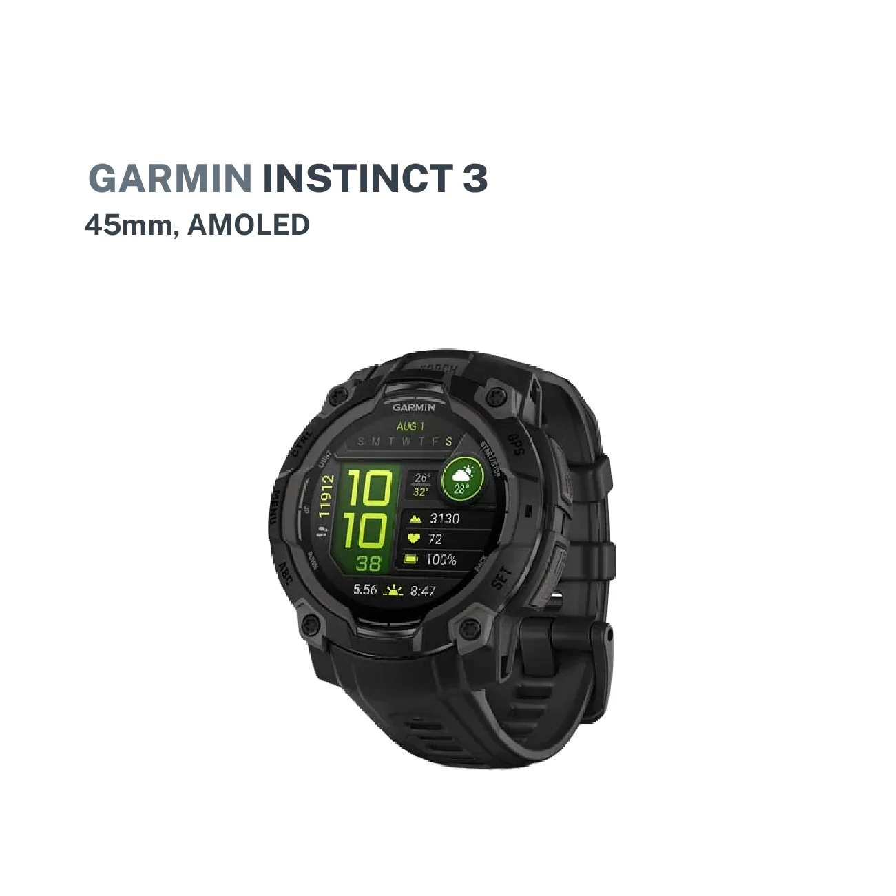 Garmin Instinct 3 -45MM Black, AMOLED