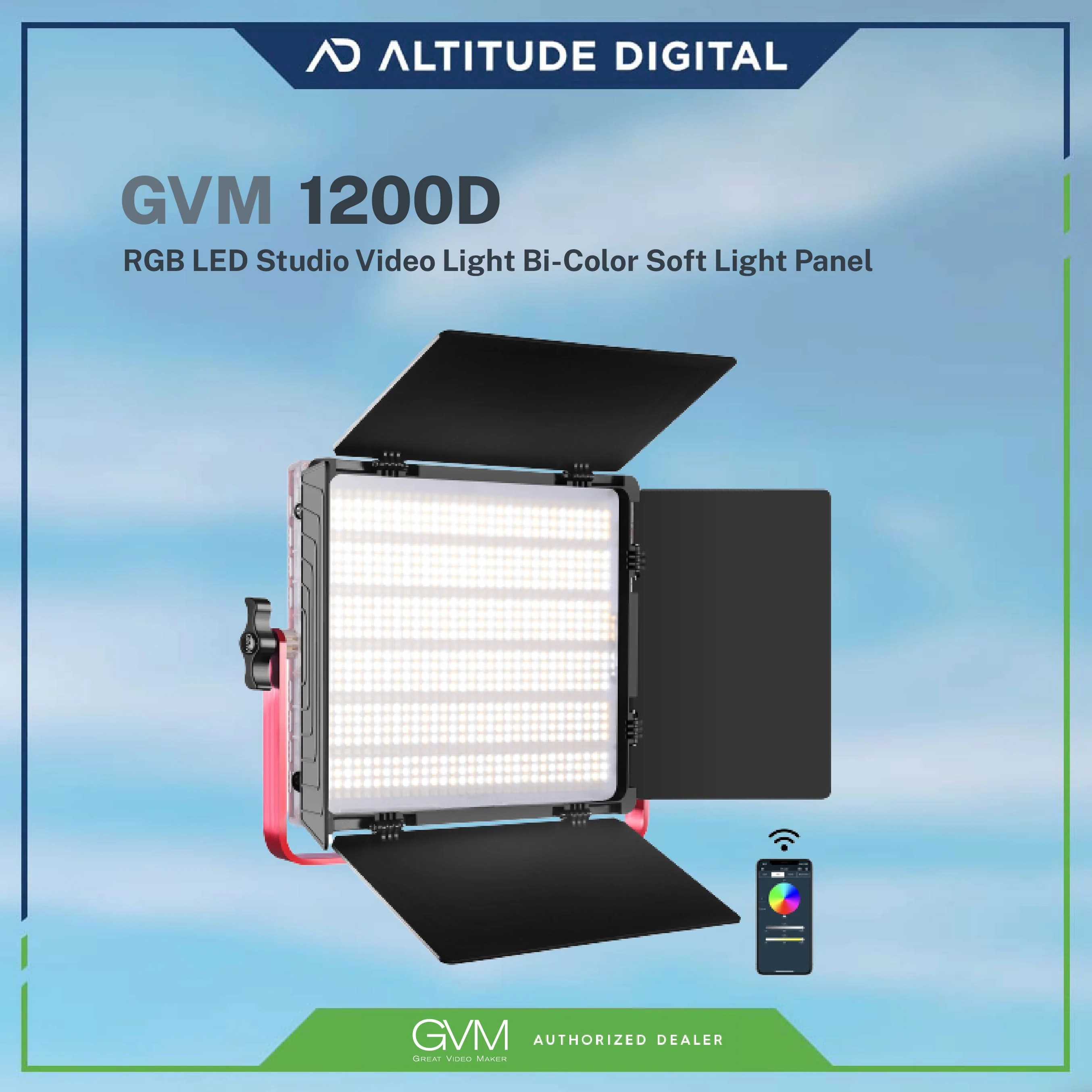 GVM 1200D 50W RGB LED Studio Video Light Bi-Color Light Panel - Image 3
