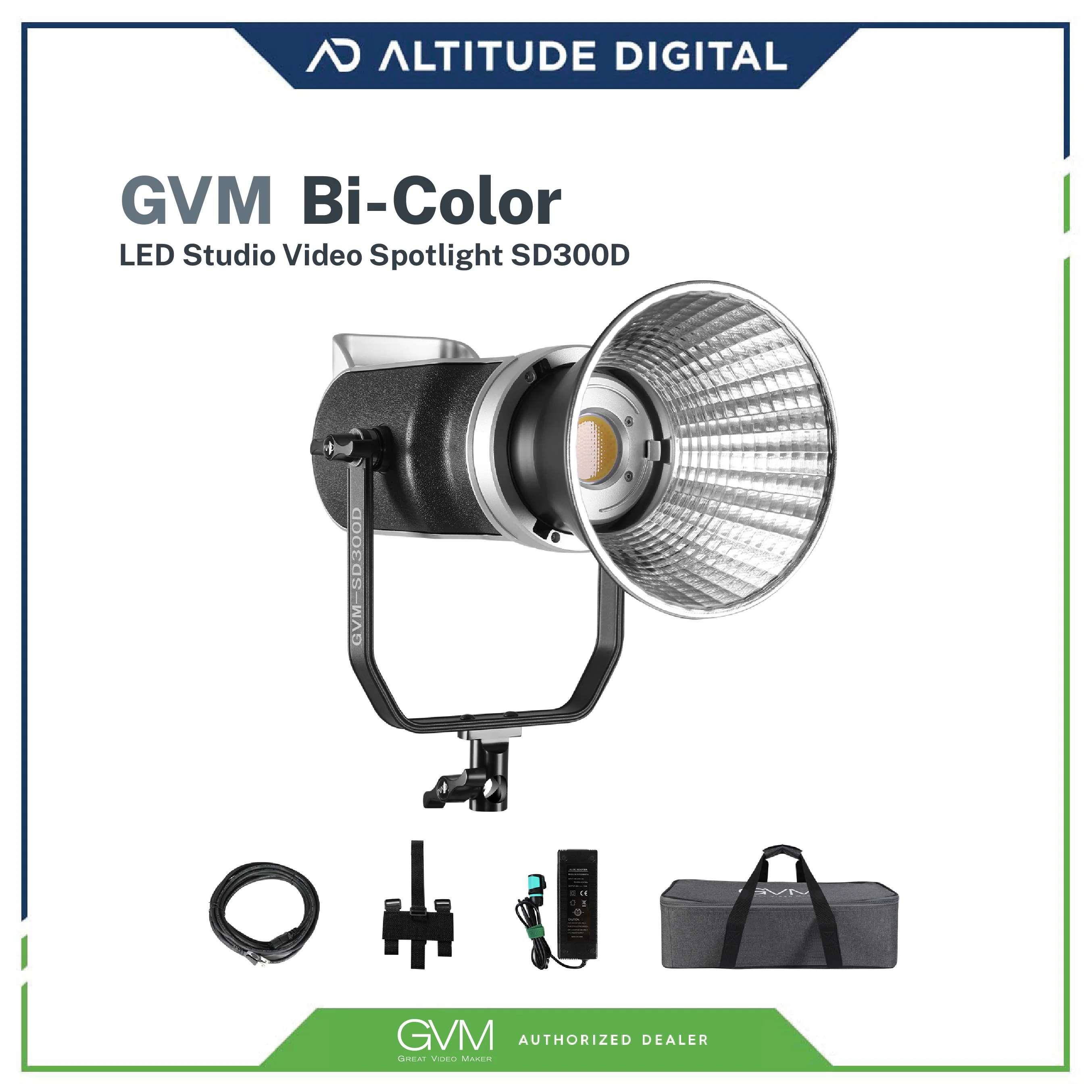 GVM 300W Bi-Color LED Studio Video Spotlight SD300D - Image 2