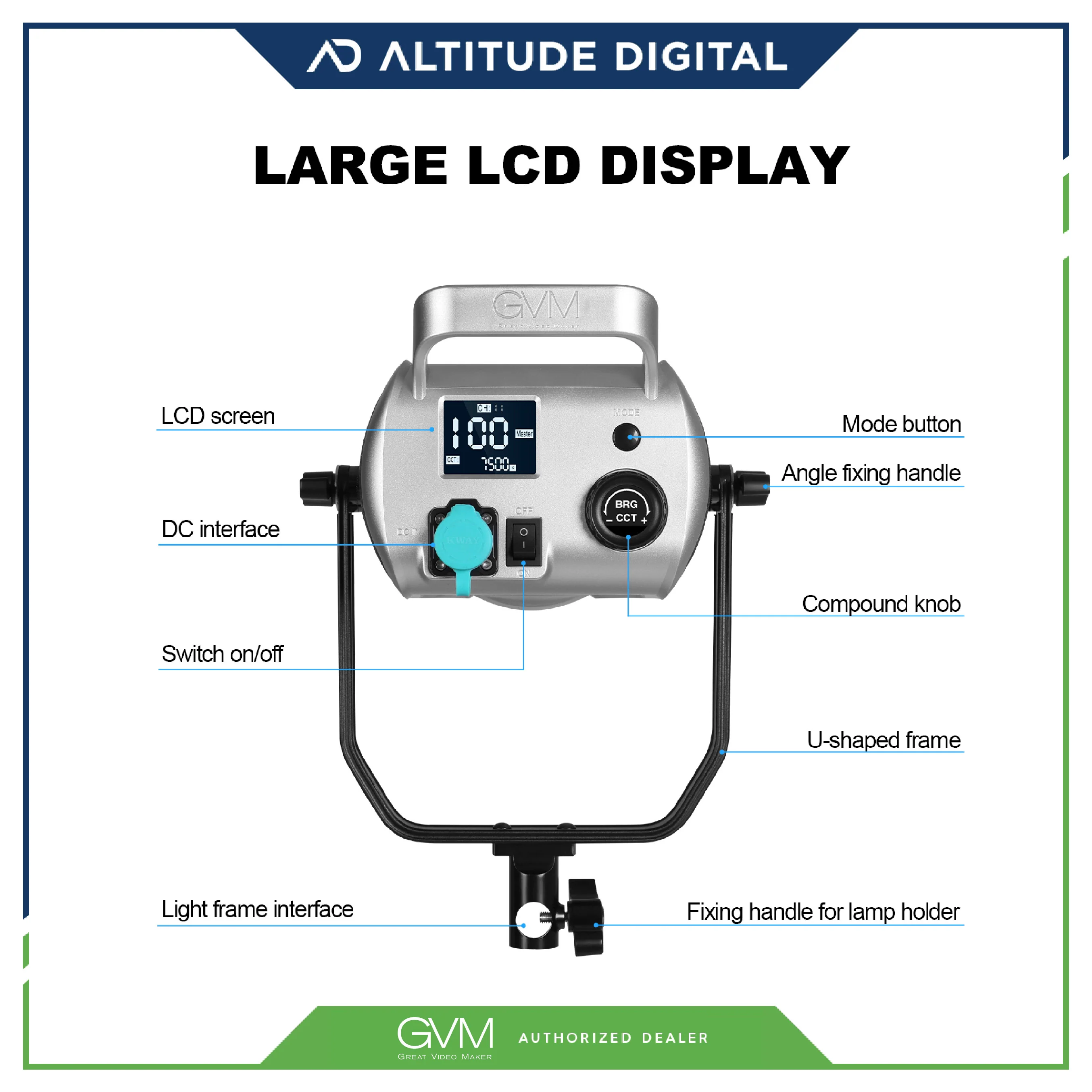 GVM 300W Bi-Color LED Studio Video Spotlight SD300D - Image 5