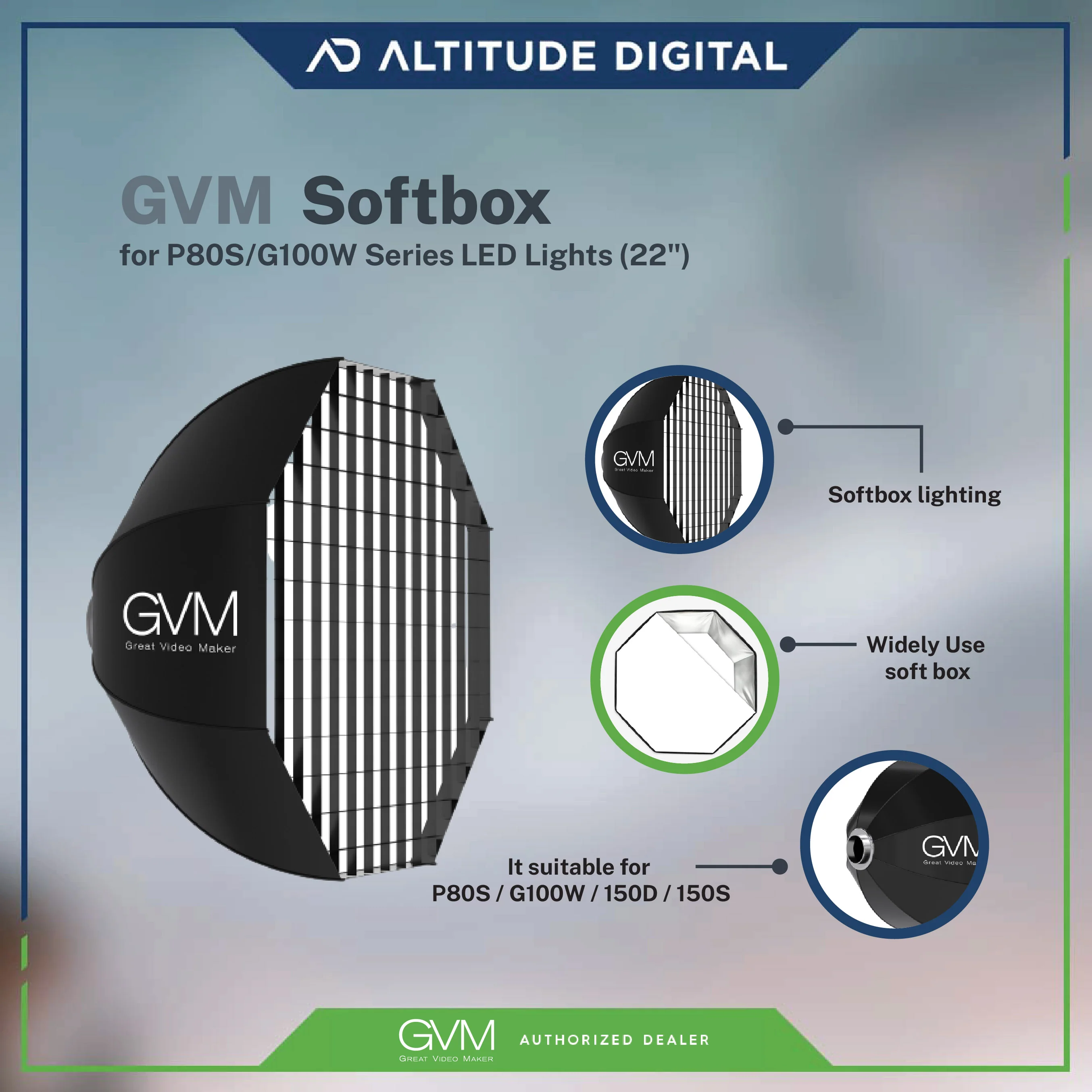 GVM Softbox for P80S/G100W Series LED Lights (22") - Image 6