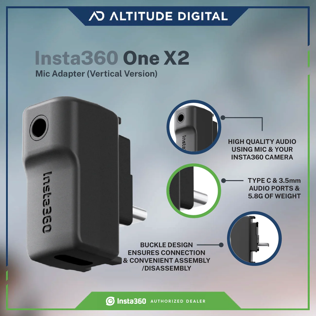 Insta360 Mic Adapter (Vertical Version) - ONE X2,ONE RS 1-Inch 360 Edition - Image 6
