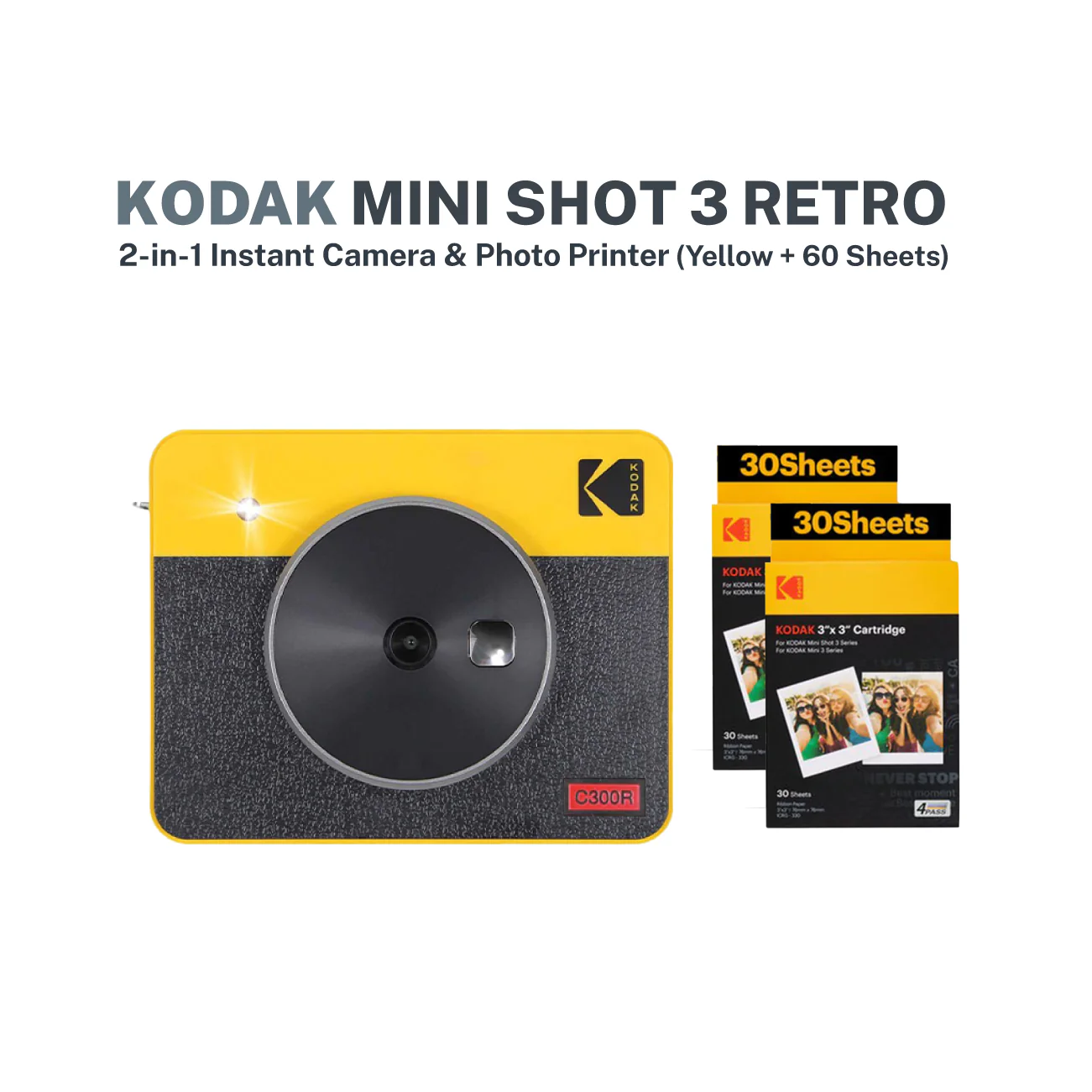 Kodak Mini Shot 3 Retro 2 in 1 Instant Camera & Photo Printer (Yellow) - Image 2