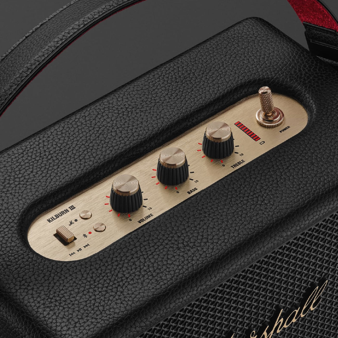 Marshall Kilburn III Portable Bluetooth Speaker (Black and Brass) - Image 3