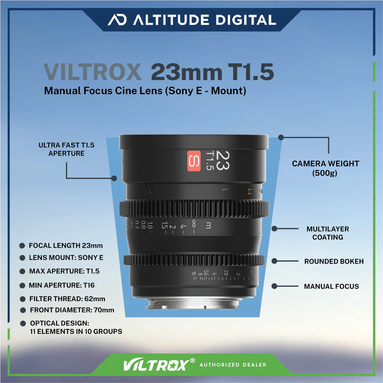 Viltrox 23mm T1.5 Manual Focus Cine Lens - E-mount - Image 7