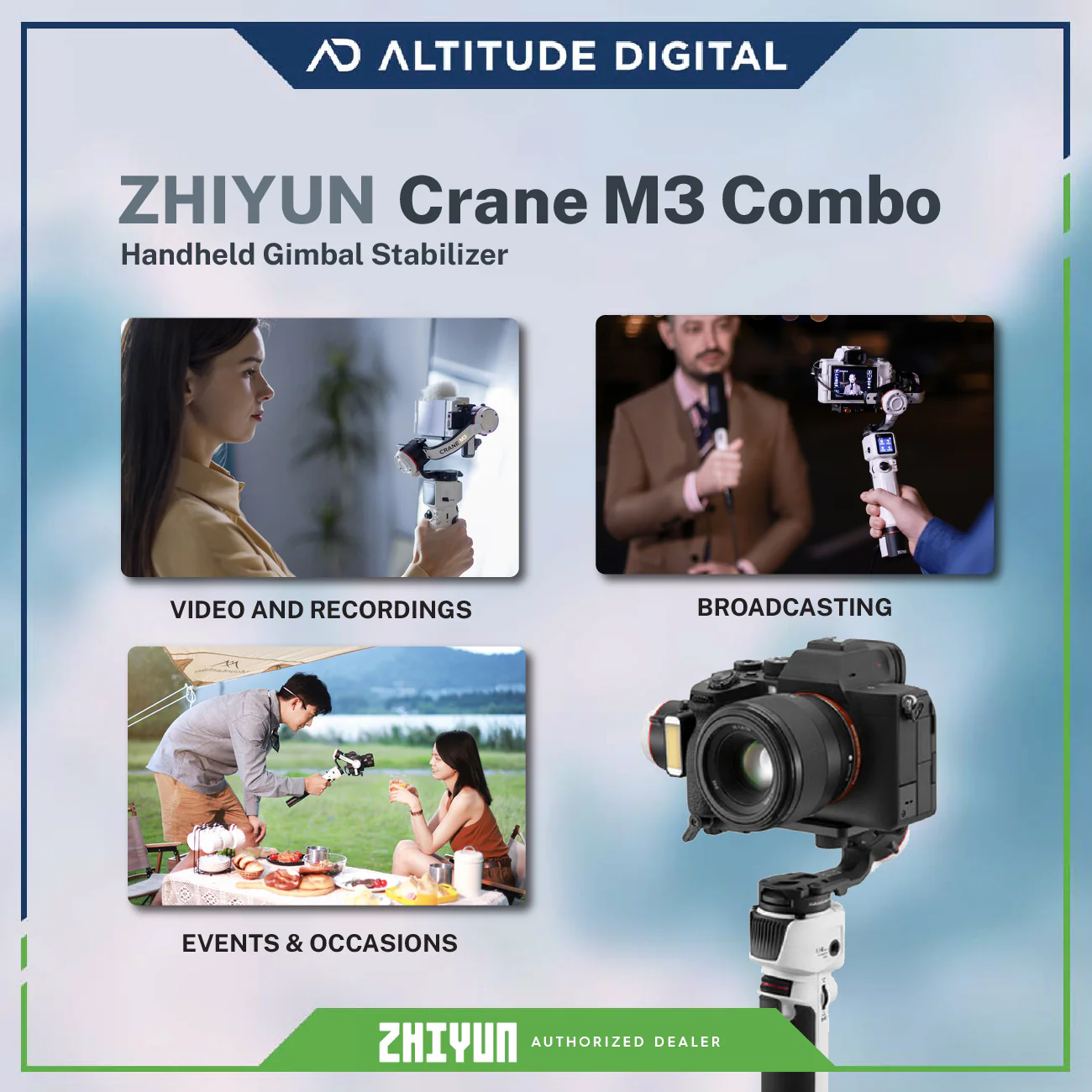 Zhiyun-Tech CRANE-M3 3-Axis Handheld Gimbal Stabilizer (Combo Kit) - Image 8
